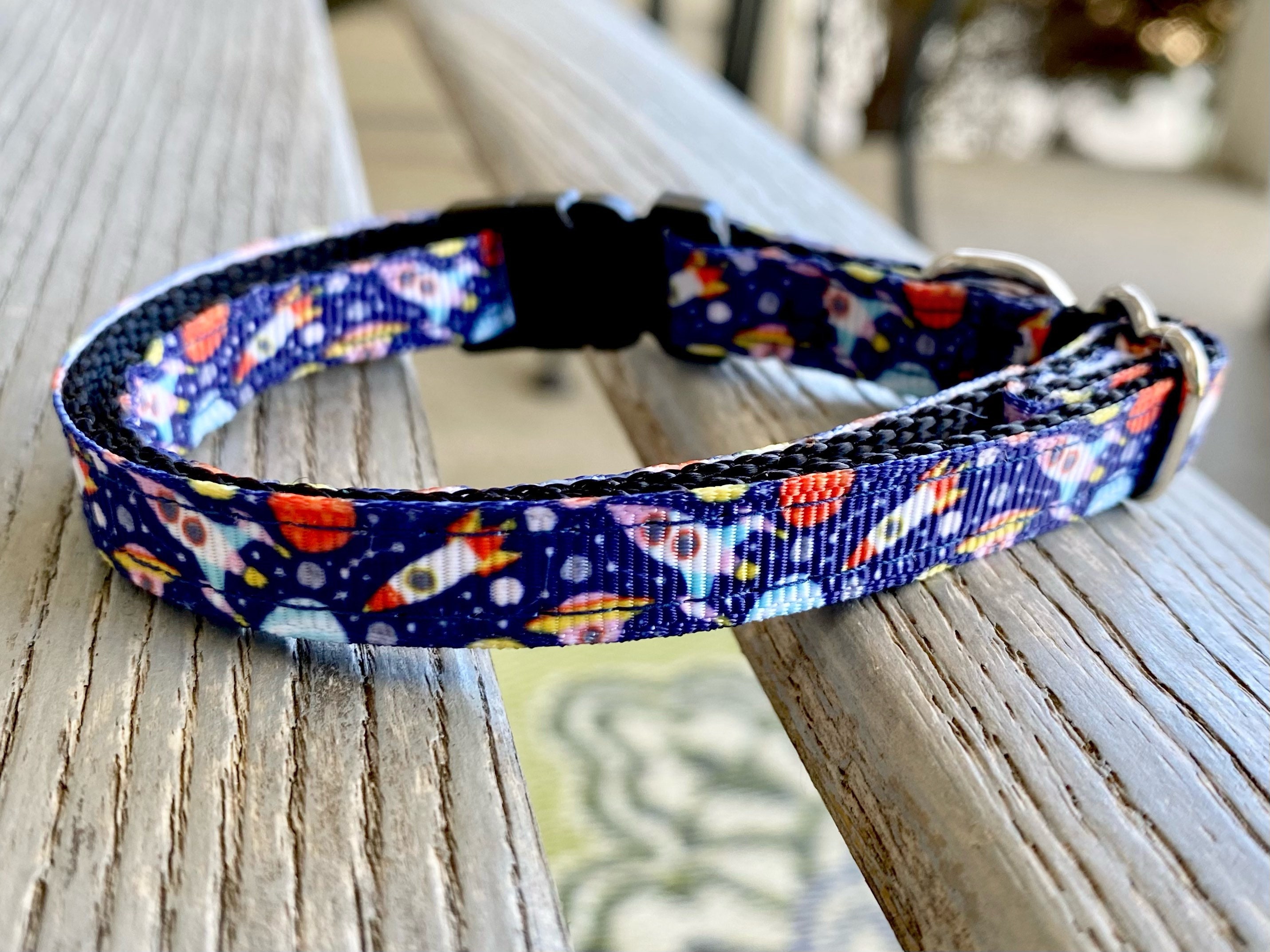 Small Dog Sizes Space Cat Collar Breakaway or NonBreakaway Spaceship