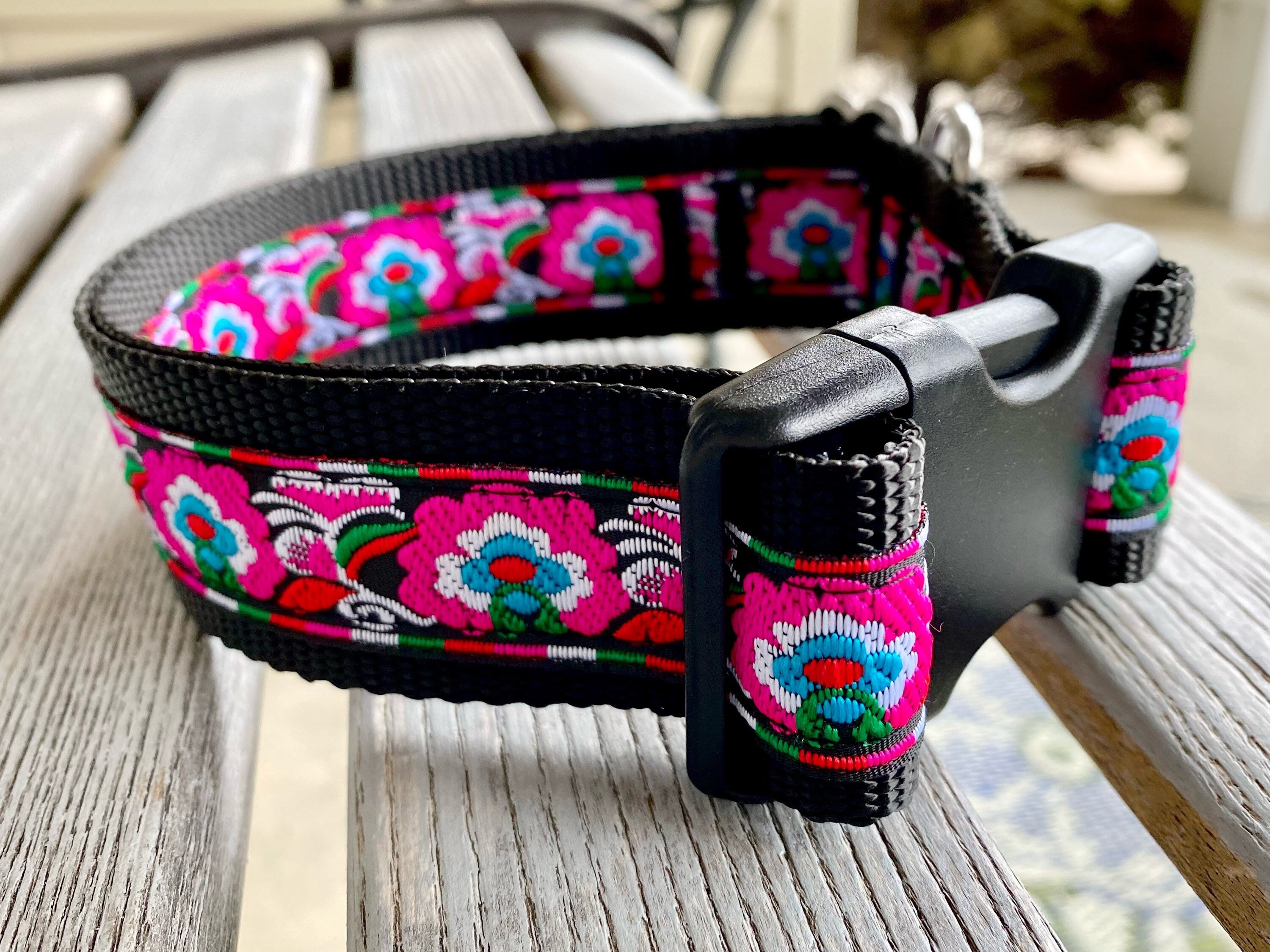 1.5 Brilliant Poppy Jacquard Dog Collar Extra Large Dog | Etsy