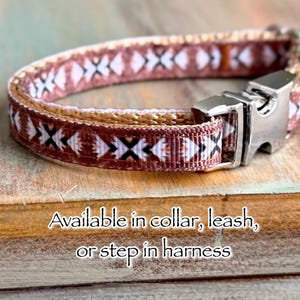 Rio Grande 3/8” Dog Collar • Leash • or Step-in Harness for Dogs Under Ten Pounds Minimalist Boy Brown Simple Soft Grosgrain Lead