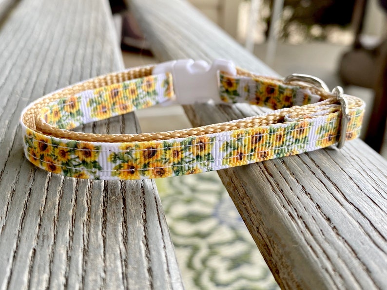 Sunflower Cat Collar or Harness White Cat Collar Floral Etsy