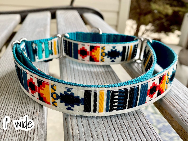 Southwest Teal Jacquard Martingale Dog Collars Woven Design Etsy