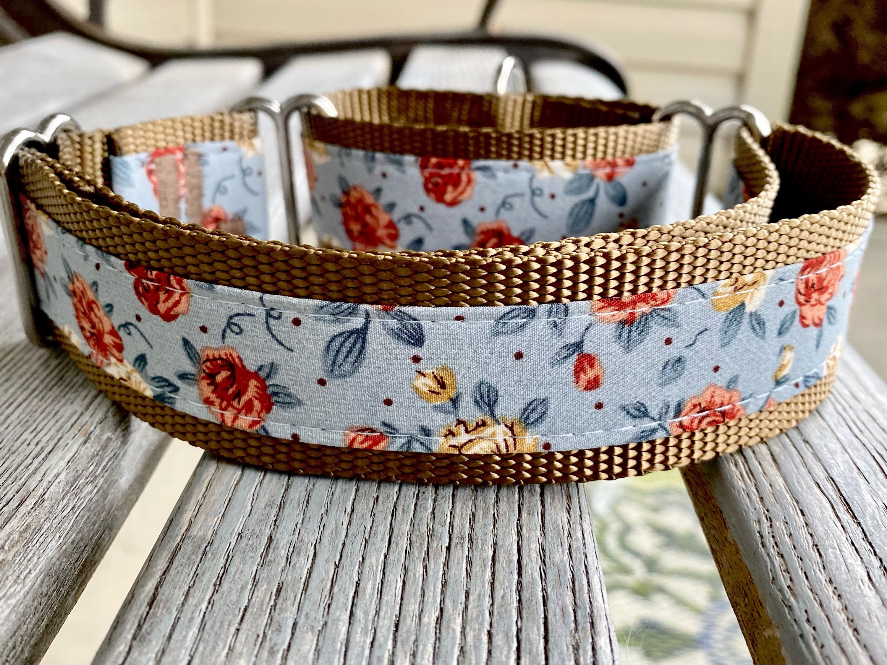 1.5 Country Blue Floral Martingale Dog Collar Whippet Etsy