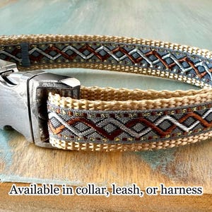 Iron Mountain Dog Collar Leash or Harness Gray Dog Collar Metallic Silver Copper Extra Small to Large