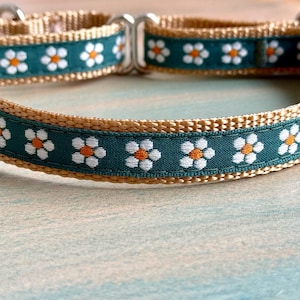 Collar Martingale con flor de cornejo para perros, collar de estrangulamiento floral humanitario para lebreles, collar Martingale para galgos, collar Martingale con flor para perra.