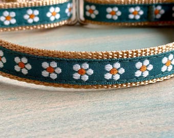 Dogwood Flower Martingale Dog Collar Floral Humane Choke Collar for Sight Hounds Greyhound Martingale Collar Flower Martingale for Girl Dog