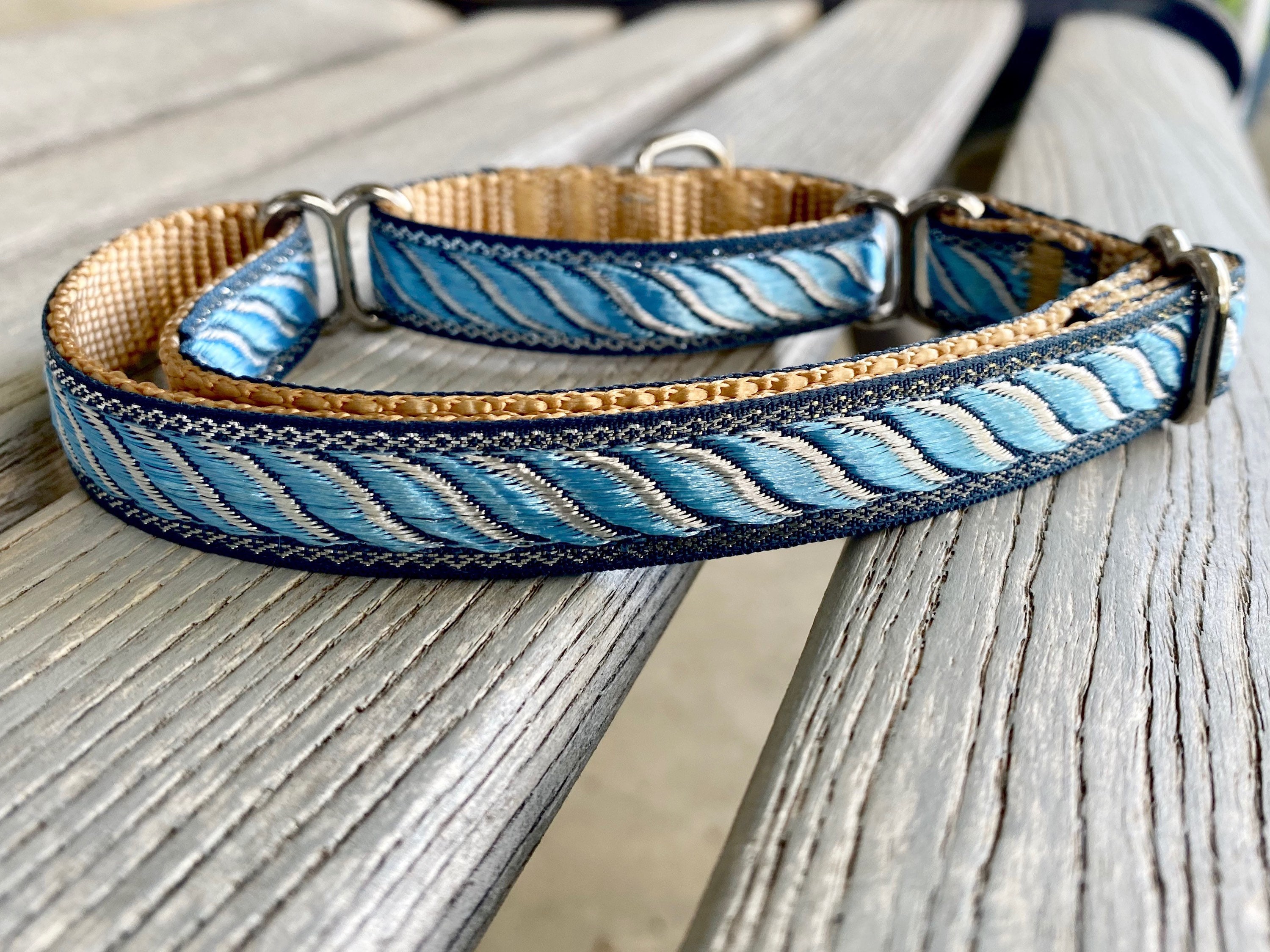 Royal Velvet Jacquard Martingale Dog Collars Blue Dog Collar Etsy