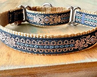 Royal Duke Martingale Dog Collar Blue Dog Collar for Boy Dog Humane Choke Collar for Male Dog