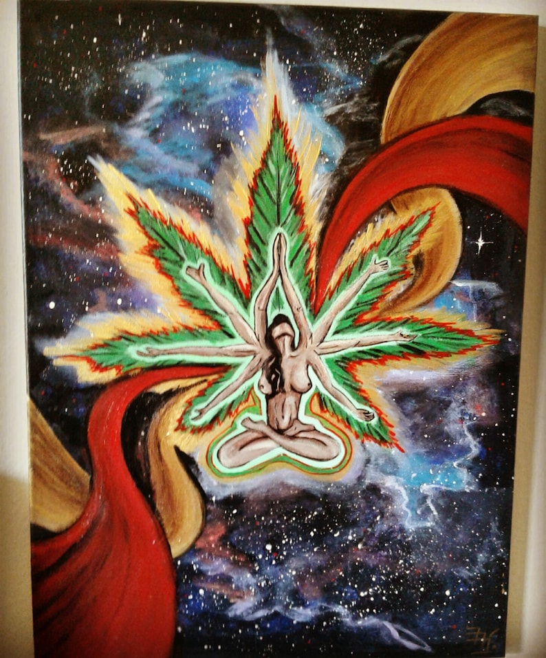 Medical Marijuana Art Cannabis Art Weed Leaf-Painting | Etsy