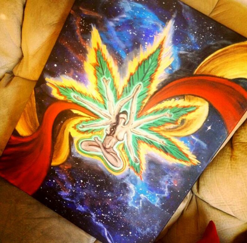 Medical Marijuana Art Cannabis Art Weed Leaf-Painting | Etsy