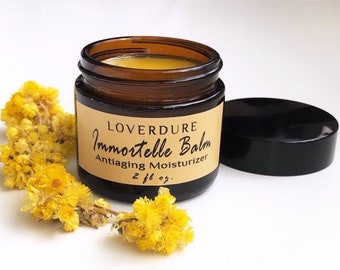 Antiaging Immortelle Balm - 100% Natural Waterless Rejuvenating Cream, For Dry and Maturing Skin, Antiwrinkle Night Balm, Helichrysum Cream