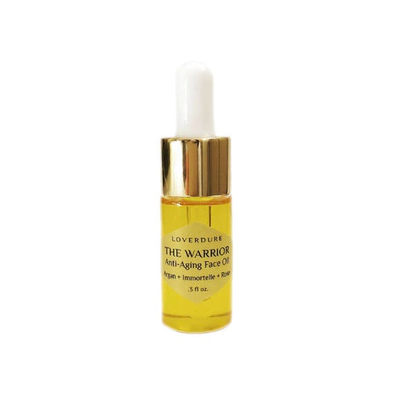 THE WARRIOR - Antiaging Face Oil, Travel Size, All Natural, Vegan, Organic Argan Oil, Rose, Immortelle, AntiAging Serum, Anti-Wrinkle, Gift