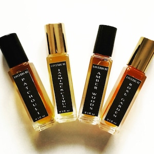 All Natural Perfume Oil. Jasmine&Citrus. Rose Garden. Amber Woods. Cedar and Sage. Neroli. Patchouli. Synthetic Free Vegan Botanical Perfume