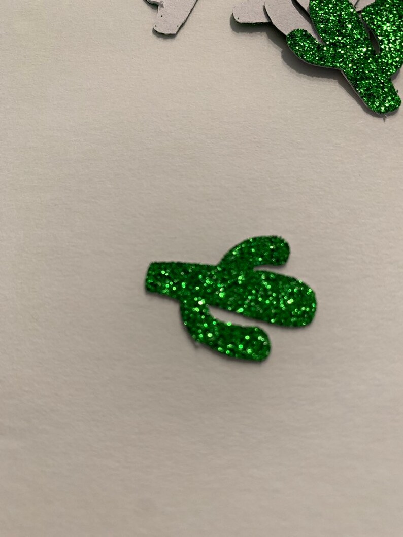 Cactus Green Glitter Large Die Cut Confetti