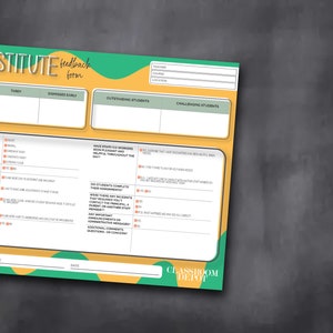 Substitute Feedback Form Printable PDF Form Instant Download - Etsy