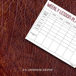 Weekly Lesson Plan Template Printable PDF Form Instant - Etsy