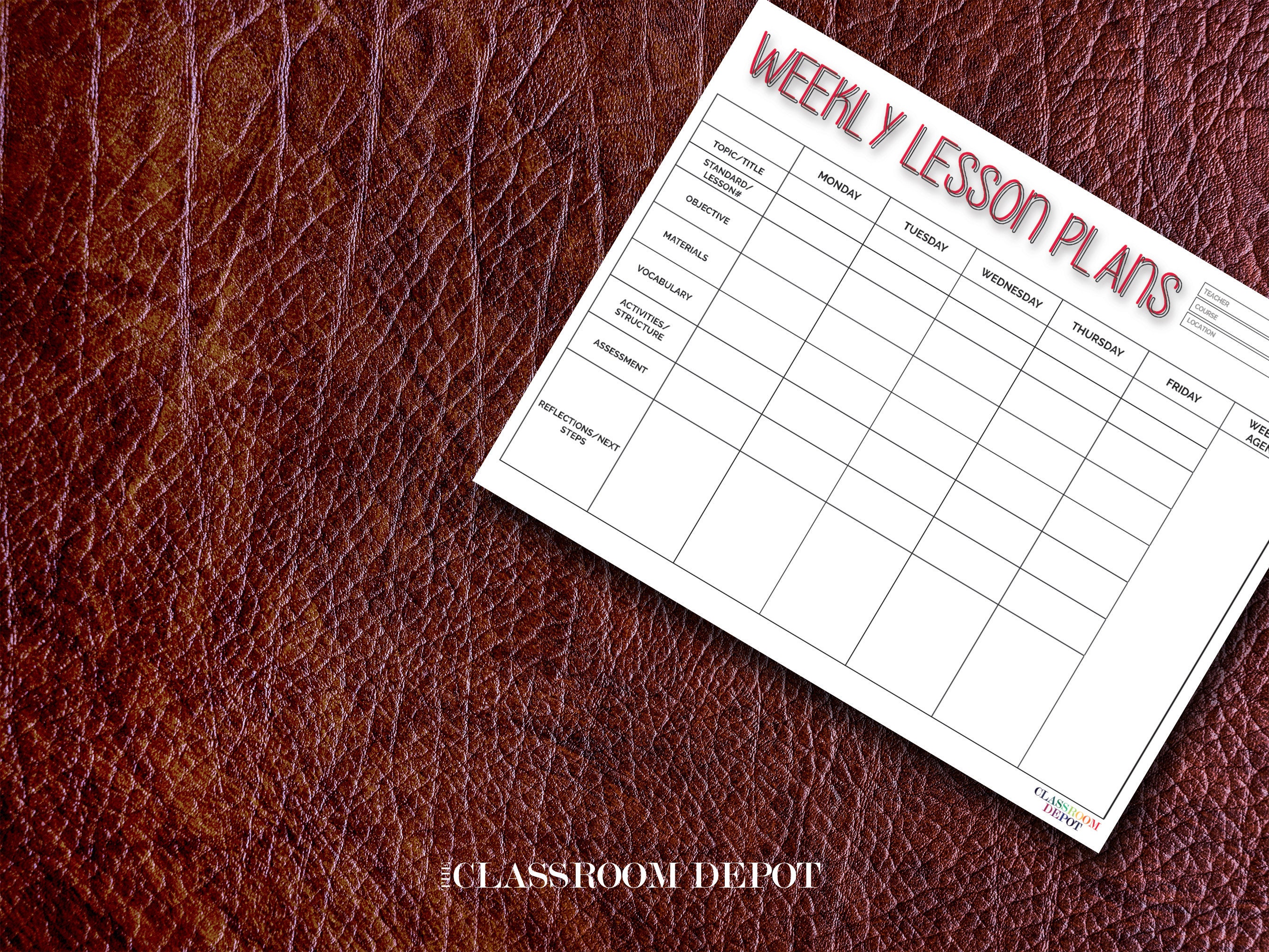 Weekly Lesson Plan Template Printable PDF Form Instant - Etsy