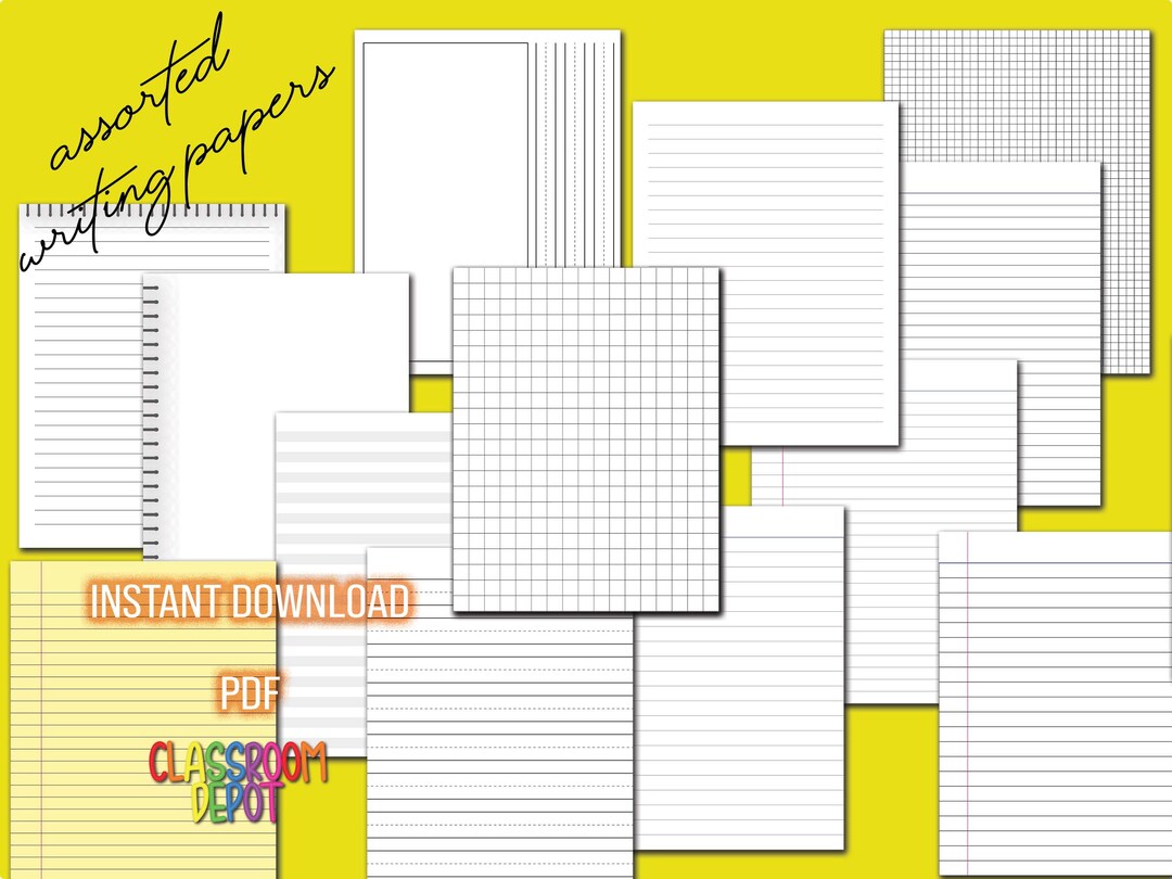 Assorted Writing Paper 8.5x11 Form Printable Instant Download - PDF ...