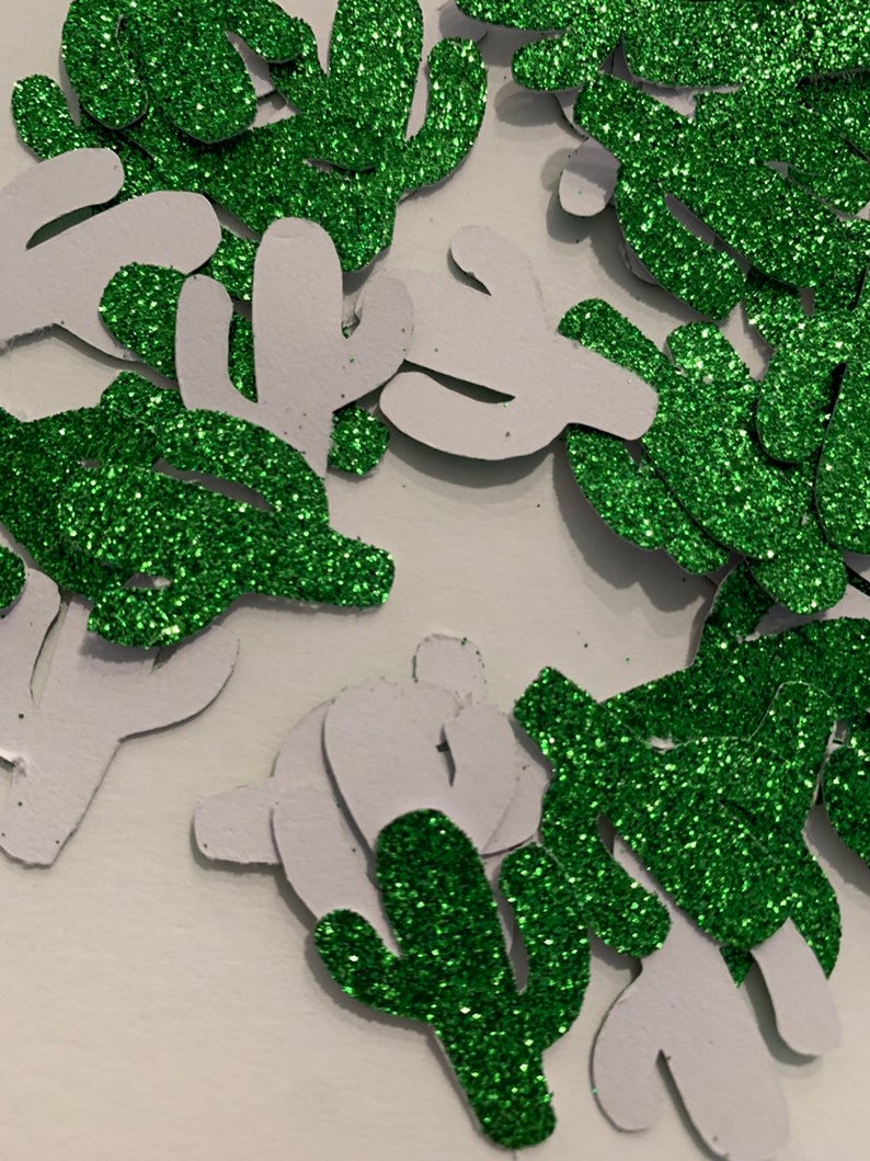 Cactus Green Glitter Large Die Cut Confetti