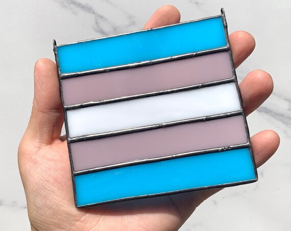 Transgender Pride Flag Stained Glass Suncatcher - LGBTQIA - Trans Pride/Support Unique Gift