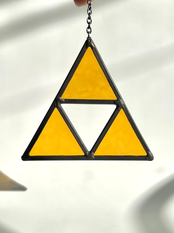 Gamer Hero Triforce Suncatcher - Unique Gamer Fan Art - Zelda Inspired Fan Art Stained Glass Ornament Gift Hand Crafted