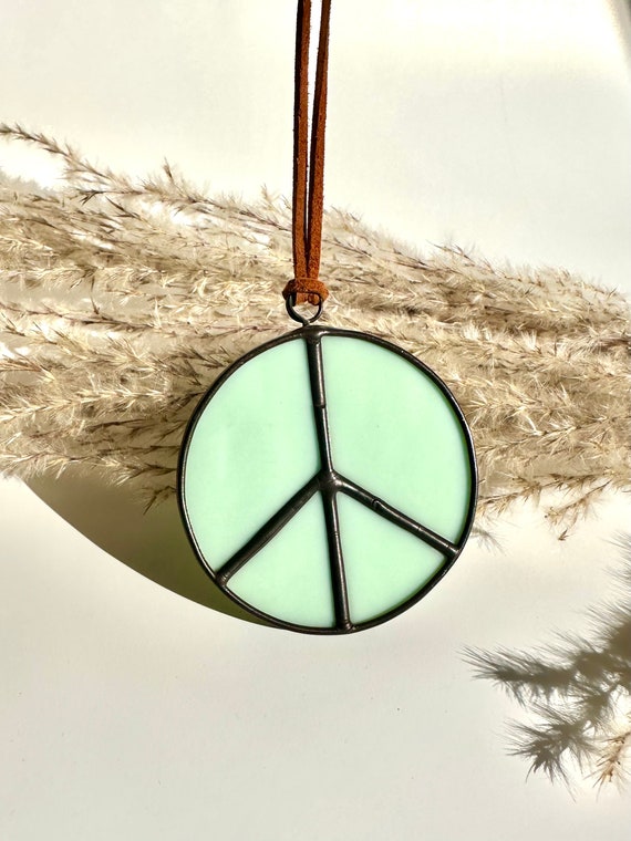 Stained Glass Peace Sign Symbol - Unique Boho Spring Suncatcher Home Decor Ornament