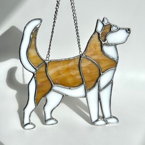 Siberian Husky Stained Glass Suncatcher - a handmade,  Beautiful and Unique Gift / Dog Memorial Glass Art Window Ornament