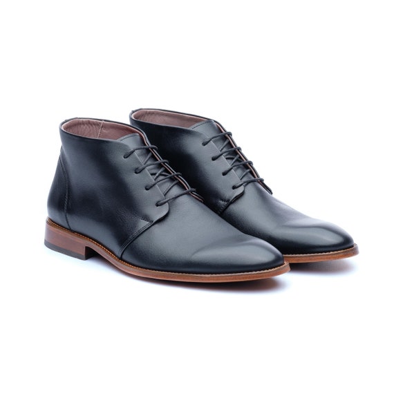 black mens dress boots