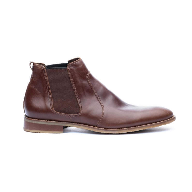 brown chelsea boots, chelsea boots men, brown boots men, mens dress boots, brown leather boots, custom made boots, leather chelsea boots. image 2