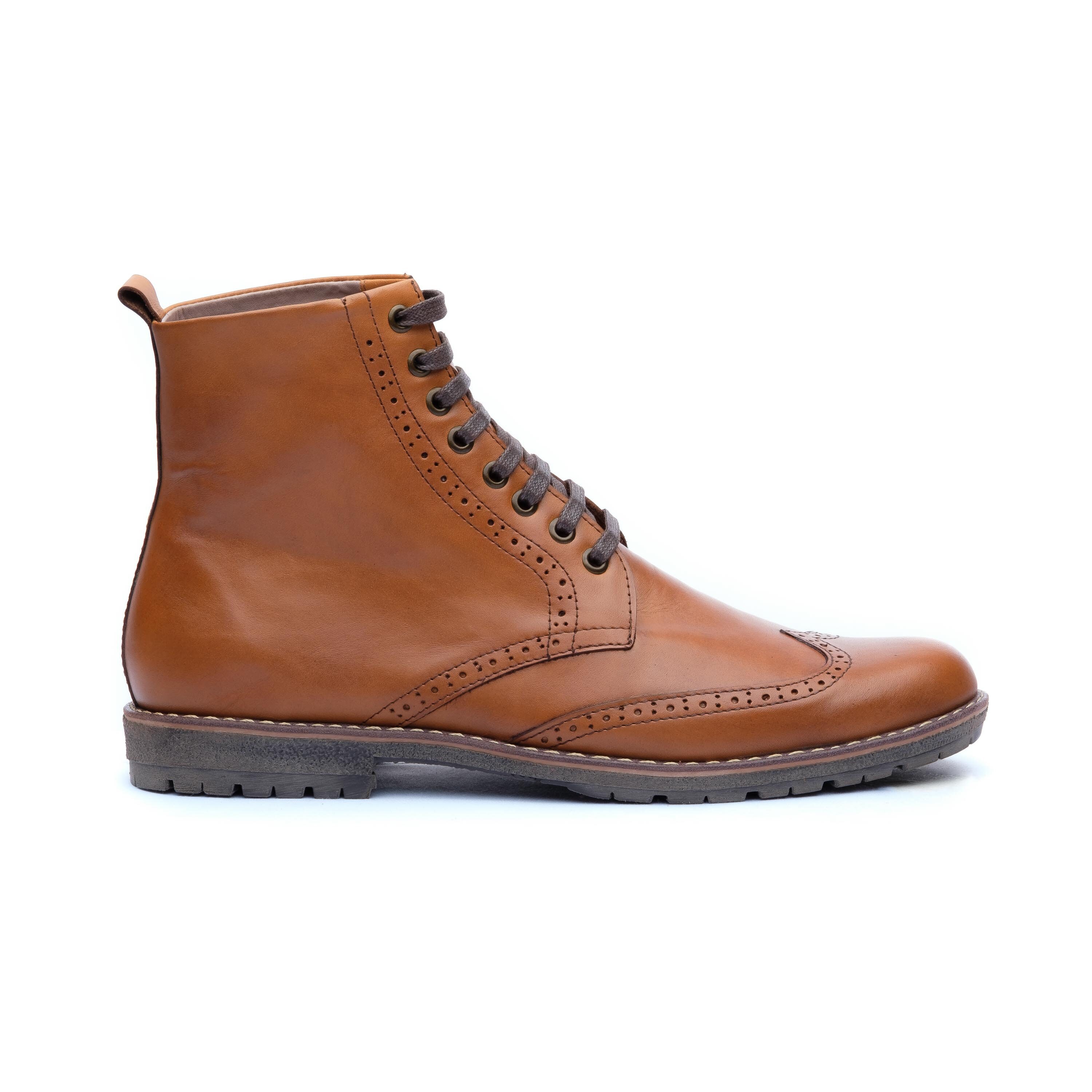 brown leather lace up ankle boots