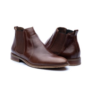 brown chelsea boots, chelsea boots men, brown boots men, mens dress boots, brown leather boots, custom made boots, leather chelsea boots. image 3