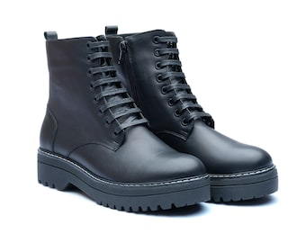 combat boots women, black combat boots, leather boots women, custom boots women, chunky boots women, black leather boots, black boots women.