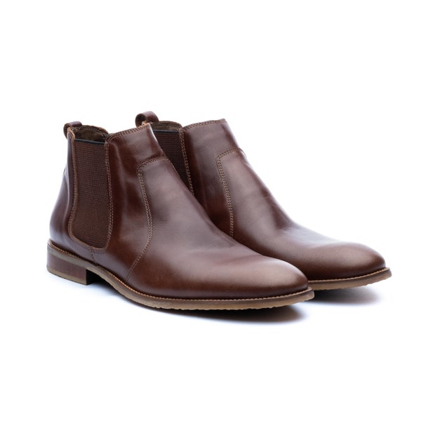 brown chelsea boots, chelsea boots men, brown boots men, mens dress boots, brown leather boots, custom made boots, leather chelsea boots.