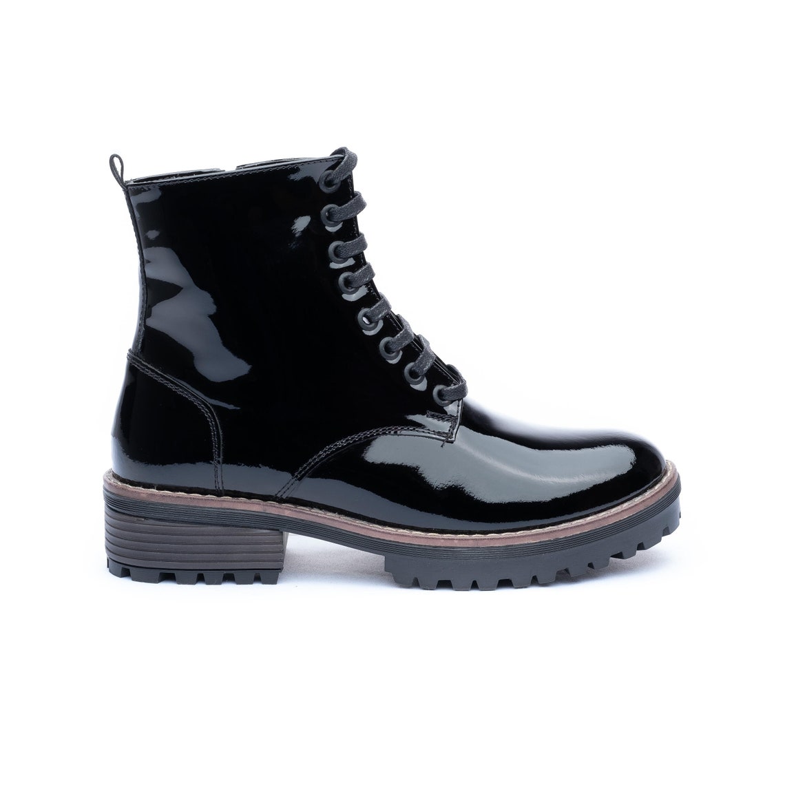 Patent leather boots combat boots women black platform | Etsy