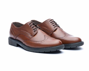 Oxfords de cuero para hombres, zapatos marrones para hombres, zapatos casuales para hombres, zapatos de vestir marrones, zapatos personalizados para hombres, zapatos casuales marrones, Oxfords de cuero marrón