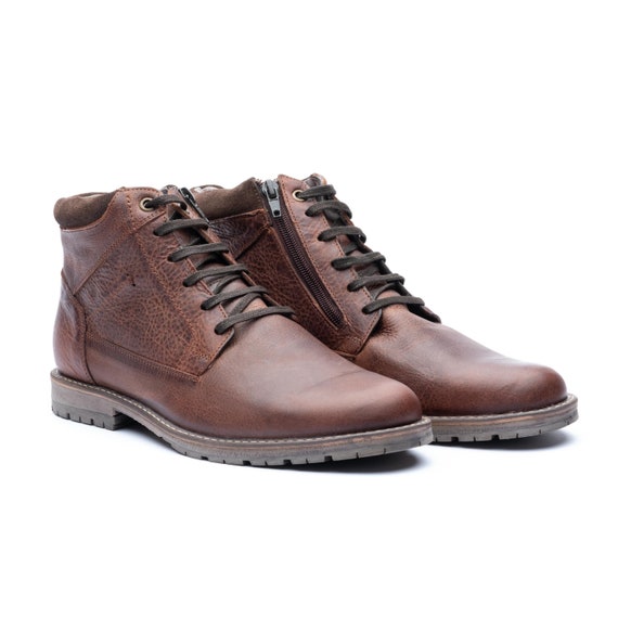 Mens Dress Leather Shoes Embossed Double Side Zipper Ankle Boots Boots Leather Oxford Shoes Work Derby Shoes Black