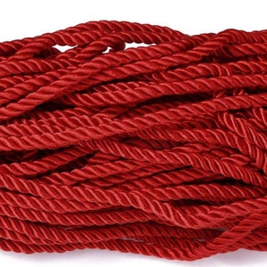 5m Polyesterkordel 5mm twisted rot aus 3 Polyesterschnüren verdreht glänzend weich für DIY Schmuckherstellung Näharbeiten Dekoration Basteln