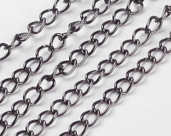 1m Gliederkette 5x3,5x0,8mm metalgrau Eisen Panzerkette für DIY Schmuckherstellung Halsketten Armbänder ungeschweißt