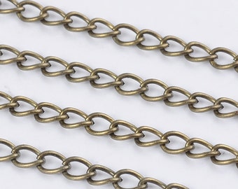 1m Gliederkette 5x3,5x0,8mm antik bronze Eisen Panzerkette für DIY Schmuckherstellung Halsketten Armbänder ungeschweißt