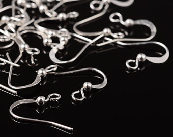 20 Französische Ohrringhaken  silber mit Perle 15 mm  Bohrung 2mm Stift 0,7mm Messing und Bleifrei für DIY Schmuckherstellung