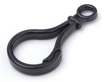 10 Kunststoff Druckknopfverschlüsse 52x25x5,5mm schwarz Karabiner  Druckverschluss Bohrung 6mm