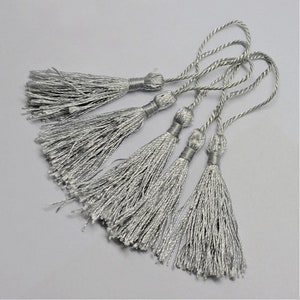 5 polyester tassels 130x6mm silver decoration pendants handicrafts tassels 70 ~ 90mm