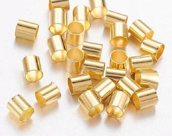 100 Quetschperlen ca. 3x3mm gold Tube Bohrung 2,5mm