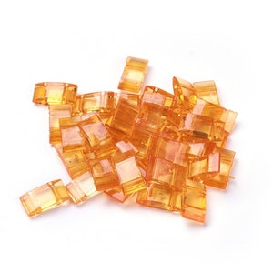 50 transparente 2 Loch Acrylträgerperlen orange 17x9x5 mm Bohrung: 2 mm Multi-Strang-Verbinder, Rechteck