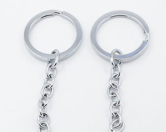 5 porte-clés avec chaîne 33 mm en acier, diamètre intérieur 26,5 mm, épaisseur 2,7 mm, longueur de la chaîne environ 25 mm