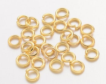 100 Biegeringe 4x0,8mm gold Binderinge Innendurchmesser 2,4mm 20 Gauge Bleifrei und Cadmiumfrei