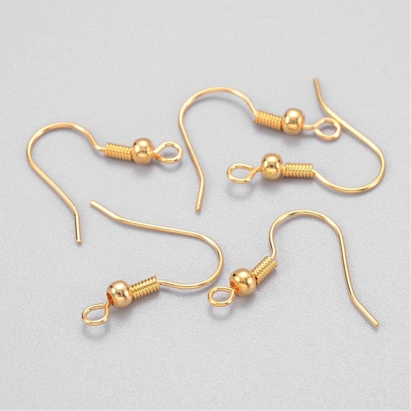 25 crochets d'oreilles avec boule 18 x 17 mm oeillet doré d'environ 2 mm épingle 0,8 mm crochets d'oreilles en laiton sans nickel