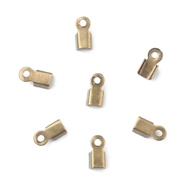 100 Eisen Endkappen antik bronze crimp Schnurenden  6x3x2,3mm Bohrung 1,2mm