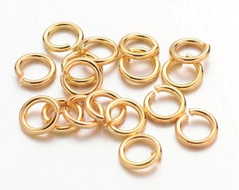 100 jump rings 6x1mm gold brass jump rings 18 gauge inner diameter 4mm