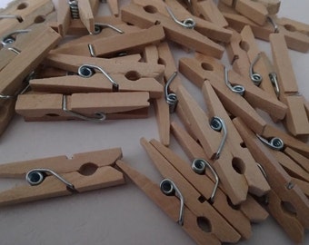 50 Mini pinces à linge 35x7x10mm Bois Naturel Décoration Brackets Artisanat Décoration Blé