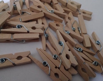 50 mini clothespins 30x4x8mm natural wood deco pegs handicrafts decoration wheat